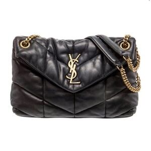 Saint Laurent Black Leather Medium Lou Lou puffer Bag w/Gold Hardwear Authentic